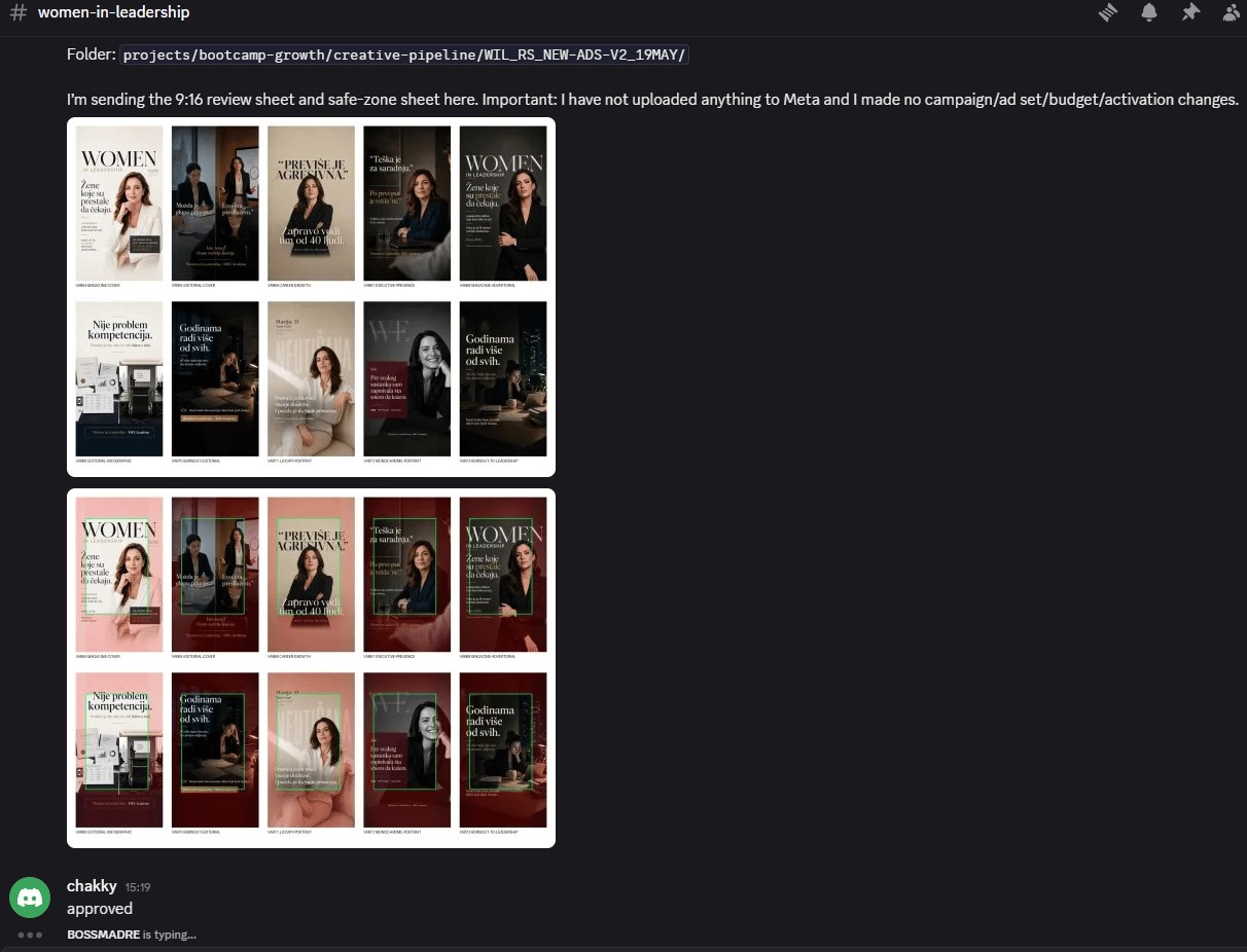 screenshot of an AI-generated ad creative produced by the brief-to-review workflow
